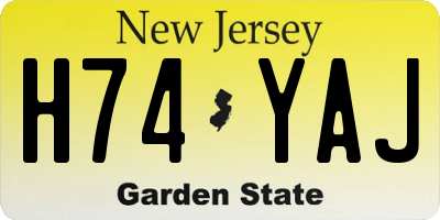 NJ license plate H74YAJ