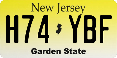 NJ license plate H74YBF