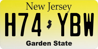 NJ license plate H74YBW