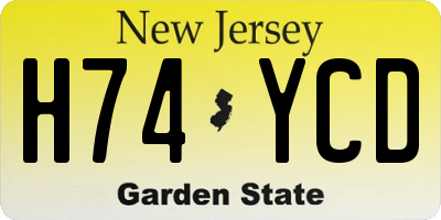 NJ license plate H74YCD