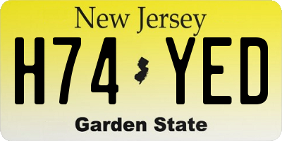 NJ license plate H74YED
