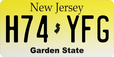 NJ license plate H74YFG