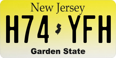 NJ license plate H74YFH