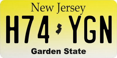 NJ license plate H74YGN