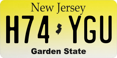 NJ license plate H74YGU