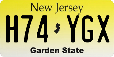 NJ license plate H74YGX
