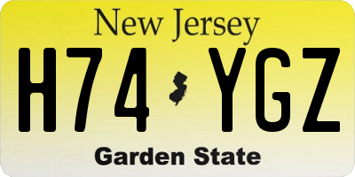 NJ license plate H74YGZ
