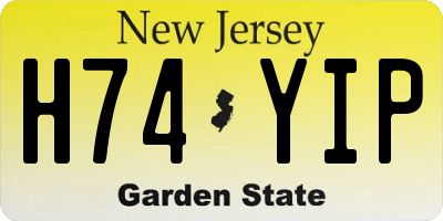 NJ license plate H74YIP