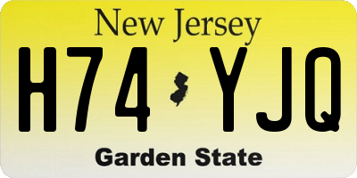 NJ license plate H74YJQ