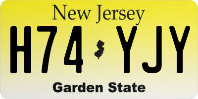 NJ license plate H74YJY