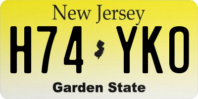 NJ license plate H74YKO