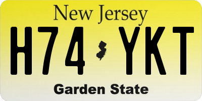 NJ license plate H74YKT