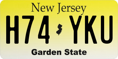 NJ license plate H74YKU