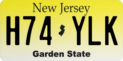 NJ license plate H74YLK