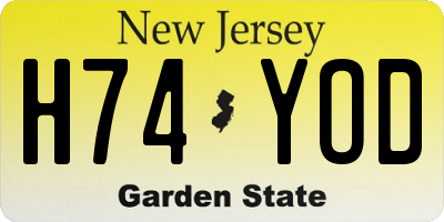 NJ license plate H74YOD