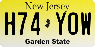 NJ license plate H74YOW