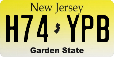 NJ license plate H74YPB