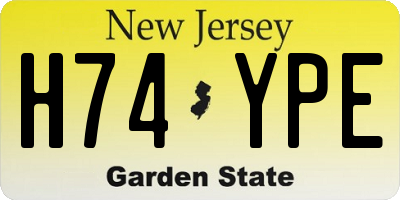 NJ license plate H74YPE