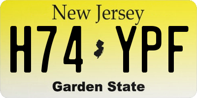 NJ license plate H74YPF