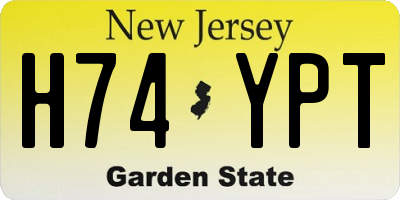 NJ license plate H74YPT