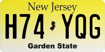 NJ license plate H74YQG