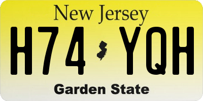 NJ license plate H74YQH