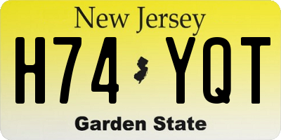 NJ license plate H74YQT