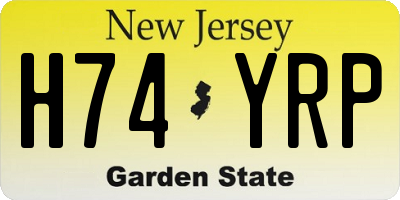 NJ license plate H74YRP