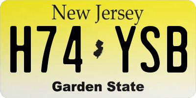 NJ license plate H74YSB