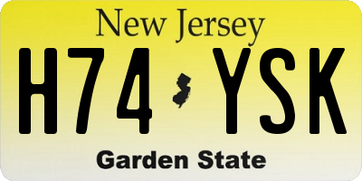 NJ license plate H74YSK