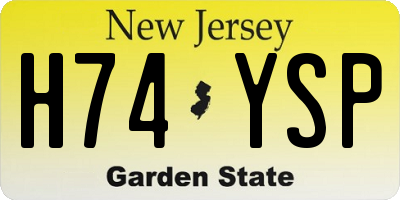 NJ license plate H74YSP