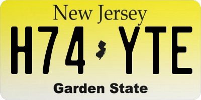 NJ license plate H74YTE