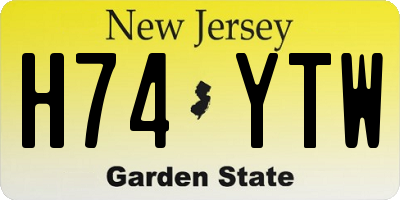 NJ license plate H74YTW