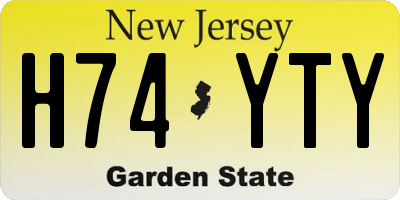 NJ license plate H74YTY