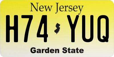 NJ license plate H74YUQ