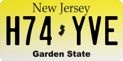 NJ license plate H74YVE