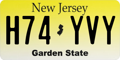 NJ license plate H74YVY