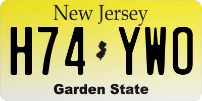 NJ license plate H74YWO