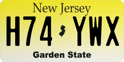 NJ license plate H74YWX