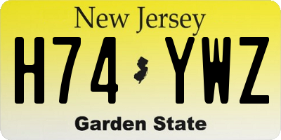 NJ license plate H74YWZ