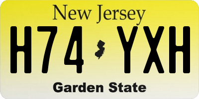 NJ license plate H74YXH