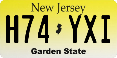 NJ license plate H74YXI