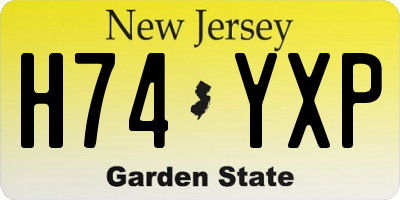 NJ license plate H74YXP