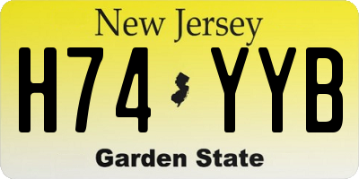 NJ license plate H74YYB