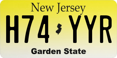 NJ license plate H74YYR