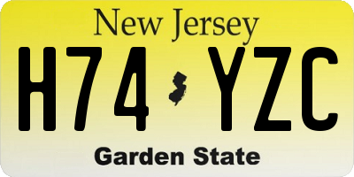NJ license plate H74YZC