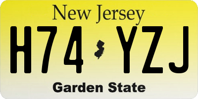 NJ license plate H74YZJ