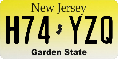 NJ license plate H74YZQ