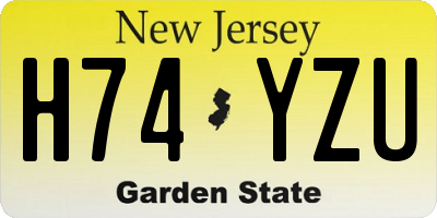 NJ license plate H74YZU