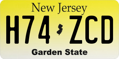 NJ license plate H74ZCD